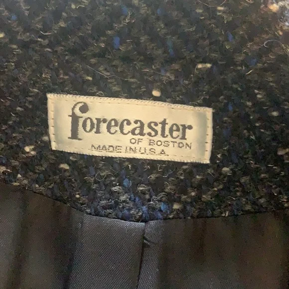 Blue black and white tweed coat
